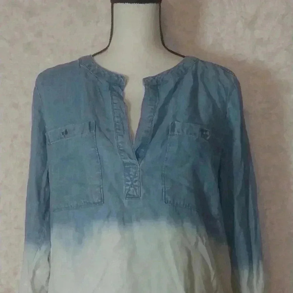Cloth & Stone Blue Ombre Tencel Popover Western Shirt - Picture 5 of 7